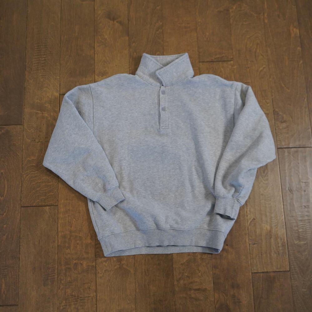 TNA Aritzia Cozy Fleece Boyfriend Sweatshirt Womens Small Gray Quarter Button
